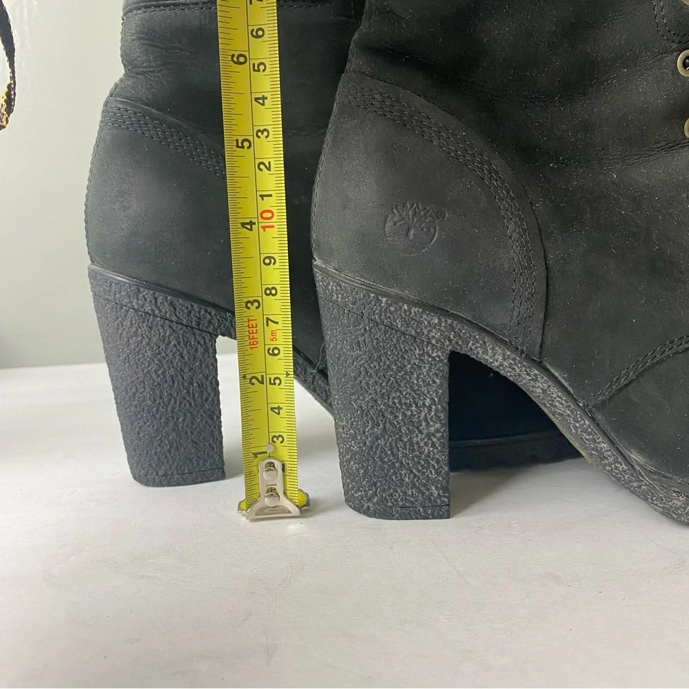Timberland Women's Glanch Heeled Booties Black Leather sz 6